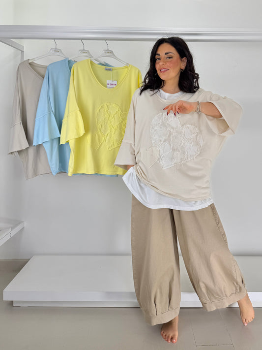 Maglia garzata con cuori