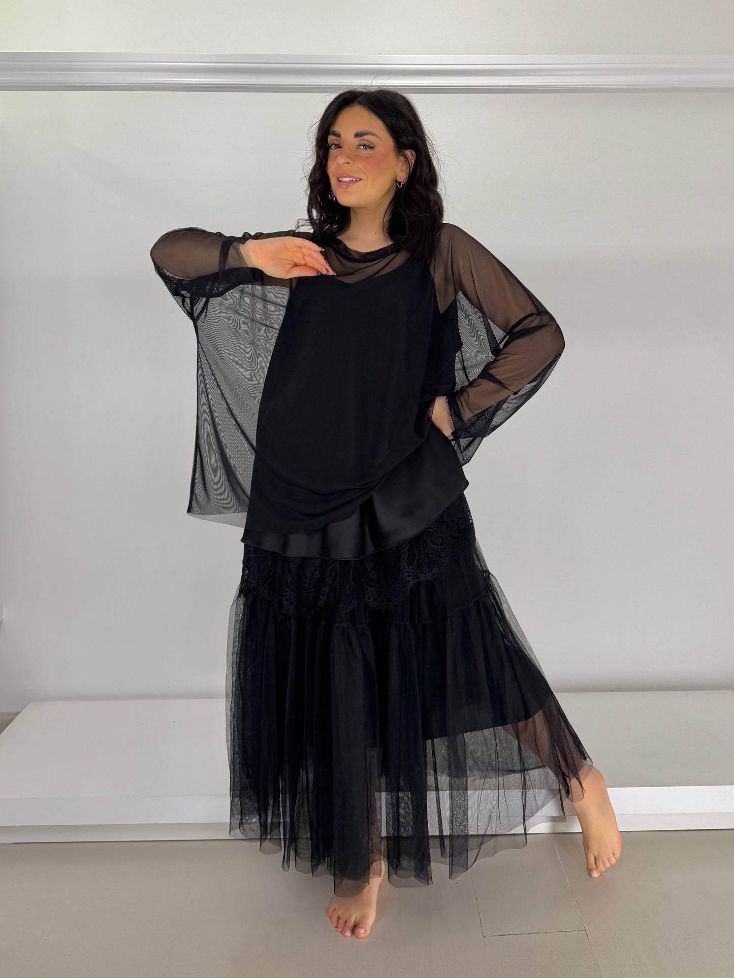 Canotta doppia raso con pizzo