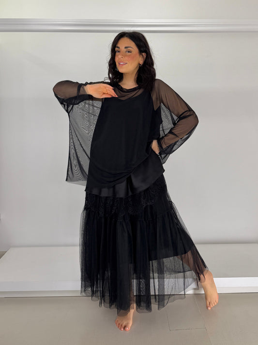 Canotta doppia raso con pizzo