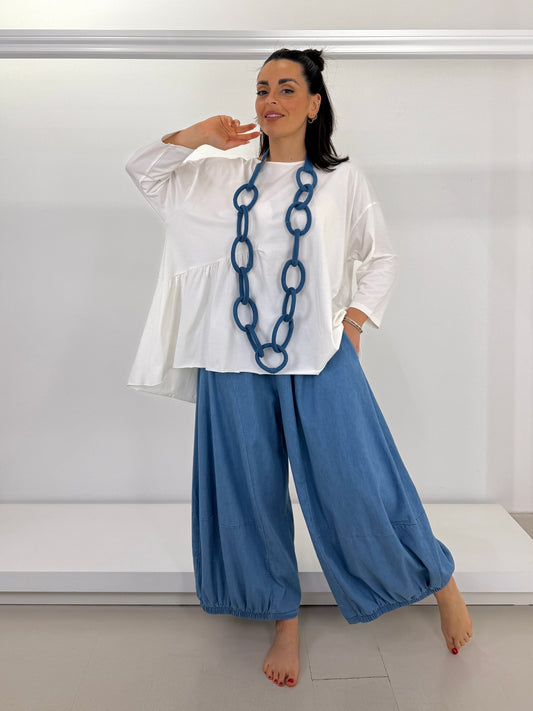 Maglia arricciata manica 3/4