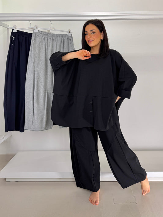 Pantalone punto roma gamba larga palloncino