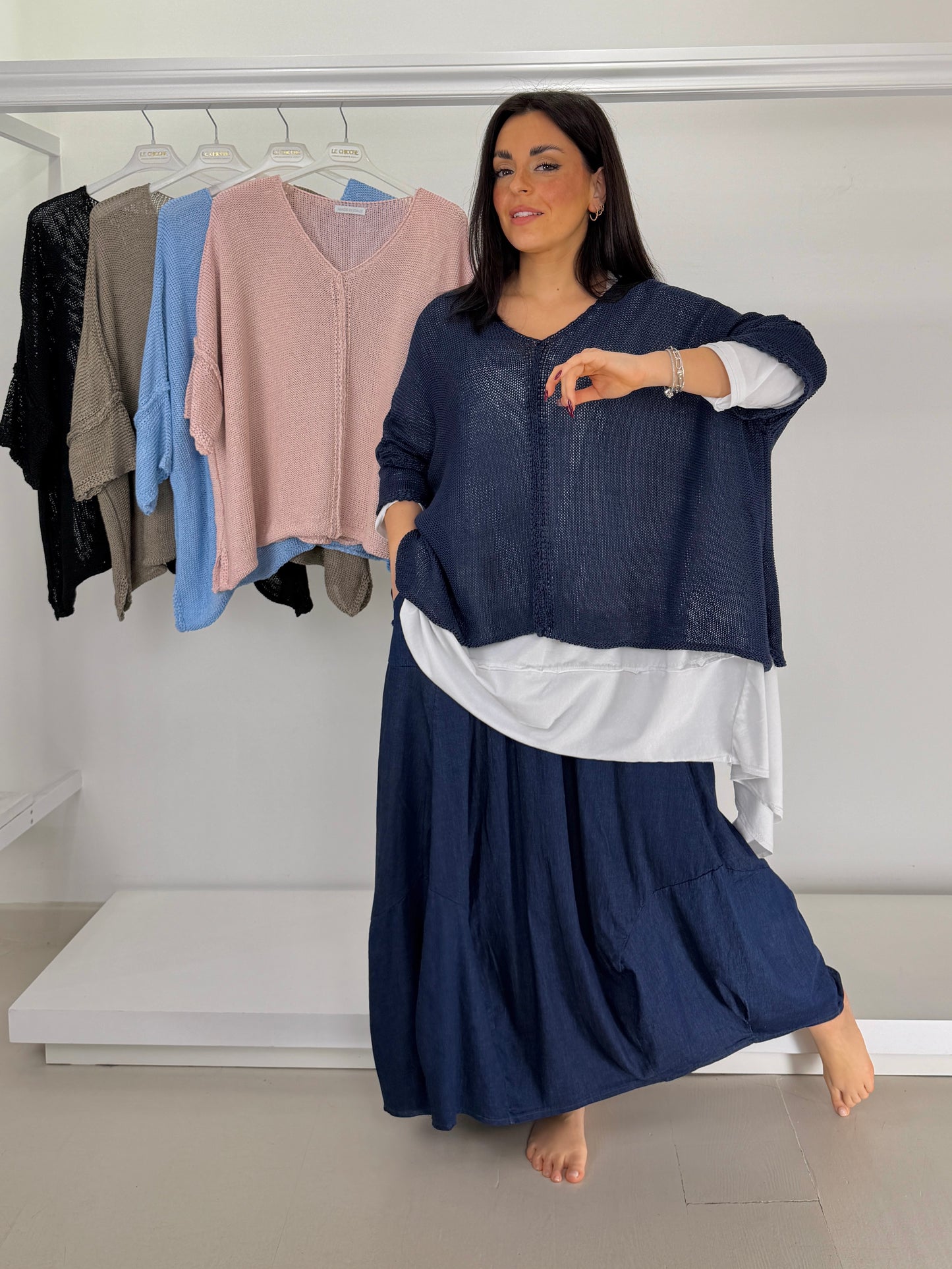 Maglia in filo con motivo davanti