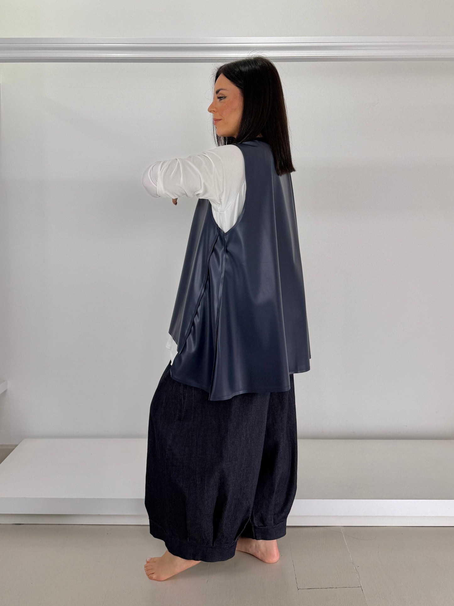 Gilet ecopelle con cerniera