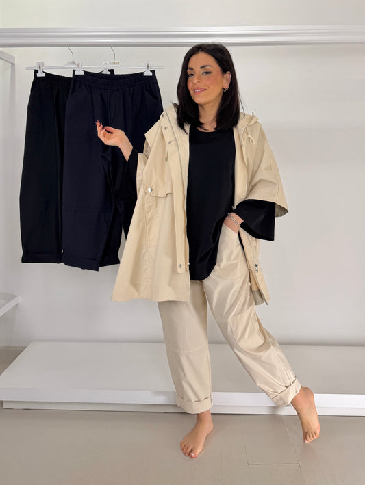 Pantalone over bengalina motivo cuciture