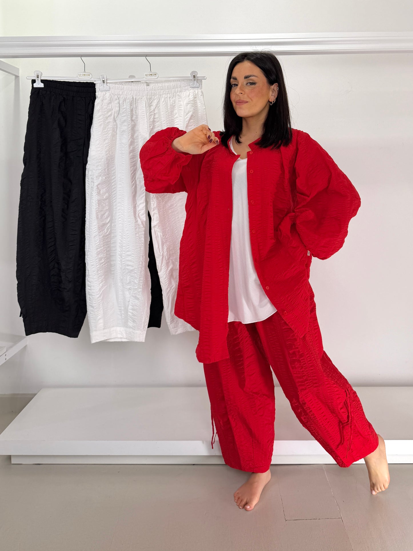NOEN Pantalone tessuto goffrato