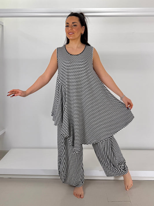 KOZAN pantalone aladino a righe zig zag