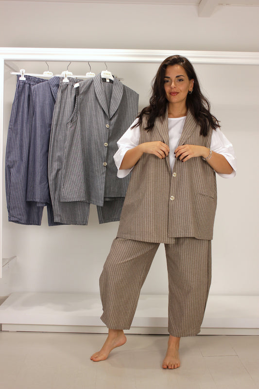 Gilet tela di cotone gessato