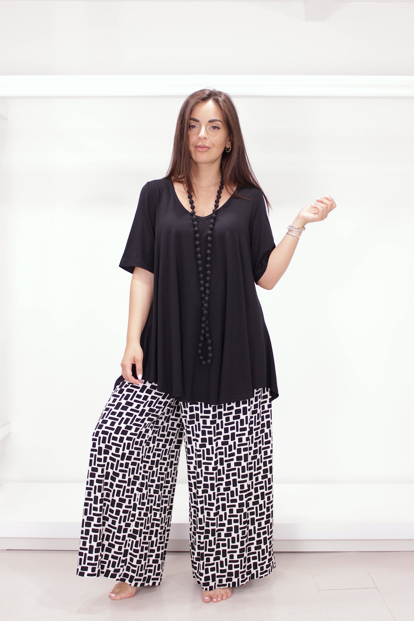 Pantalone fiocco di viscosa gamba larga