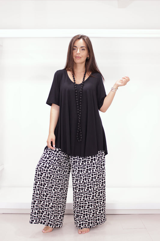 Pantalone fiocco di viscosa gamba larga