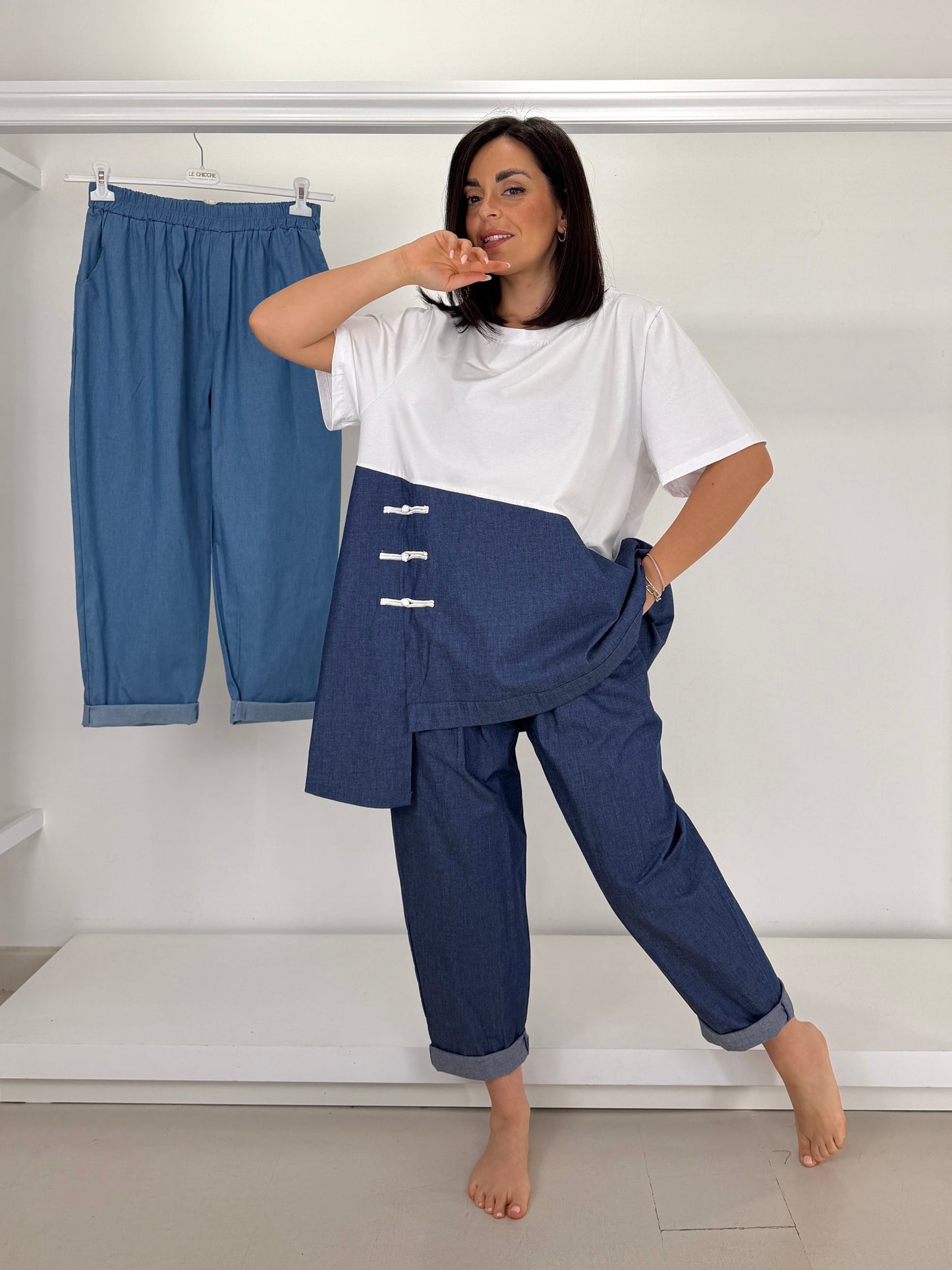 Pantalone basic in jeans leggero