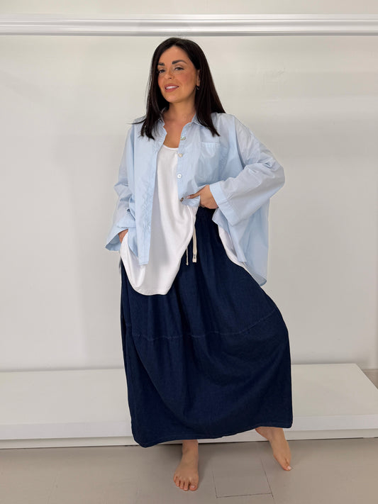 Gonna ovetto jeans leggero