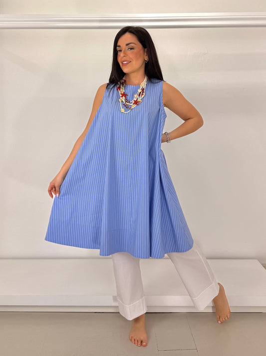 MAT canotta mini abito a righe con fiocco