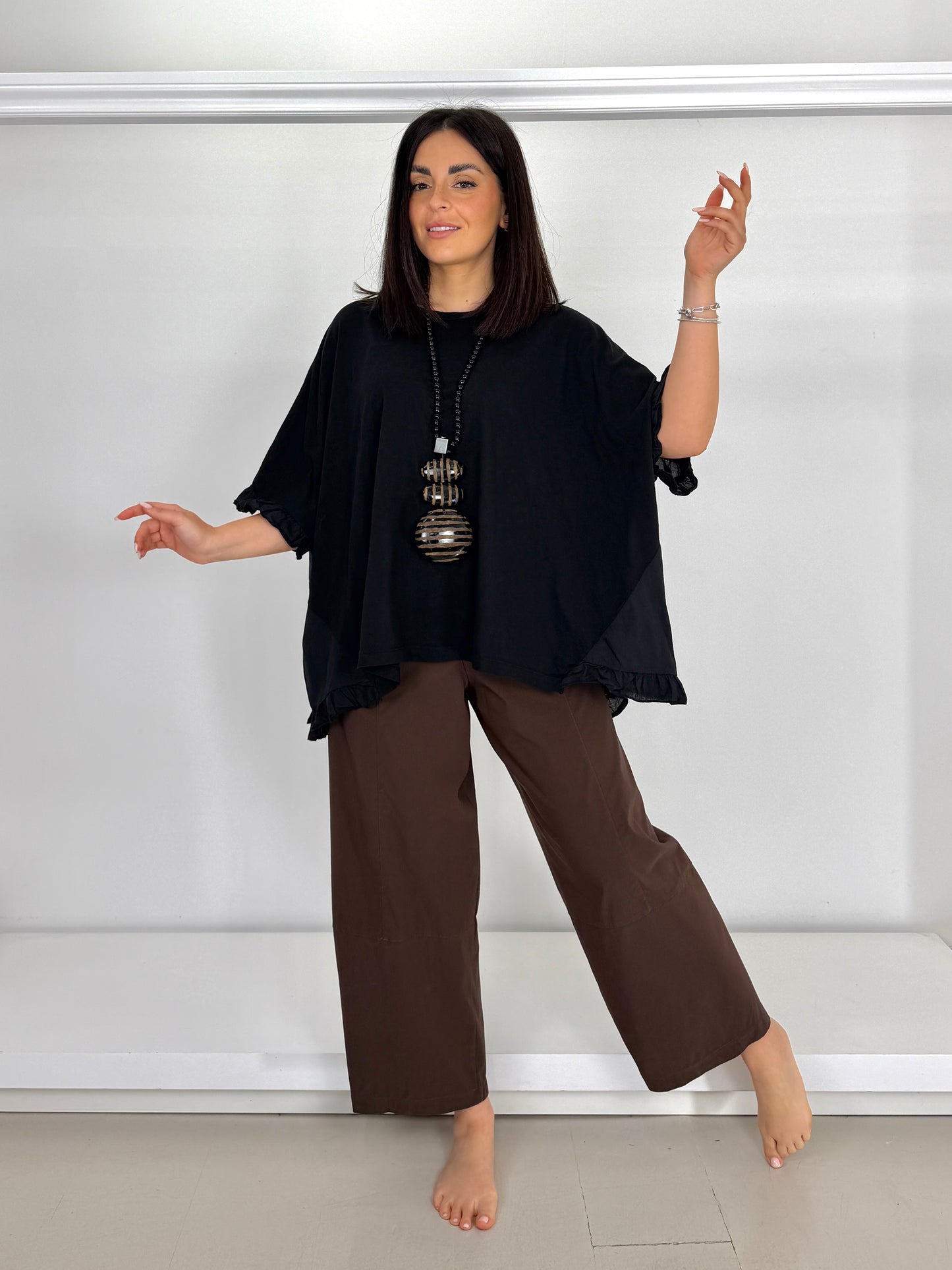 FLO&POI Pantalone in bengalina ovetto taglio a T