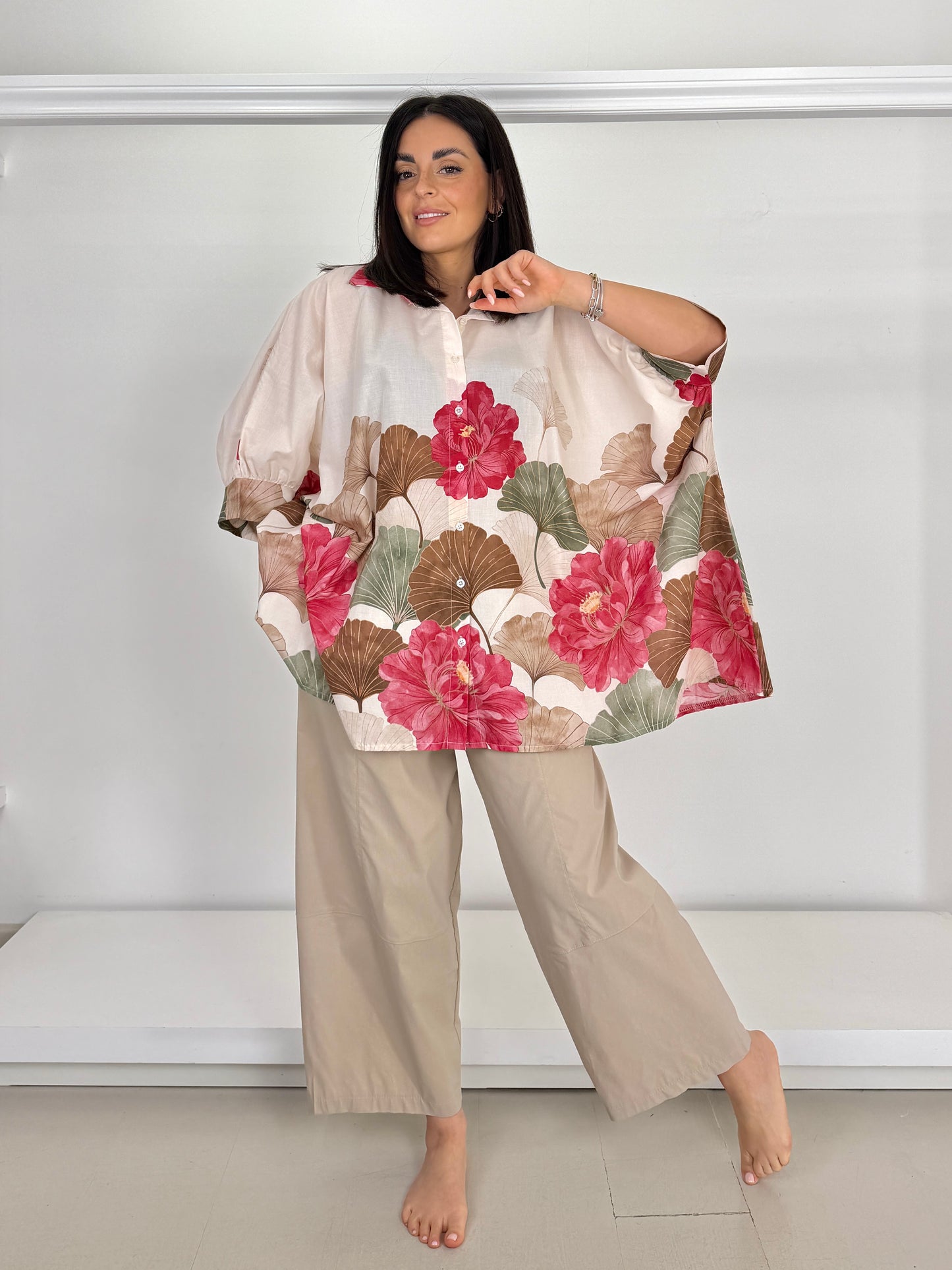 FLO&POI Pantalone in bengalina ovetto taglio a T