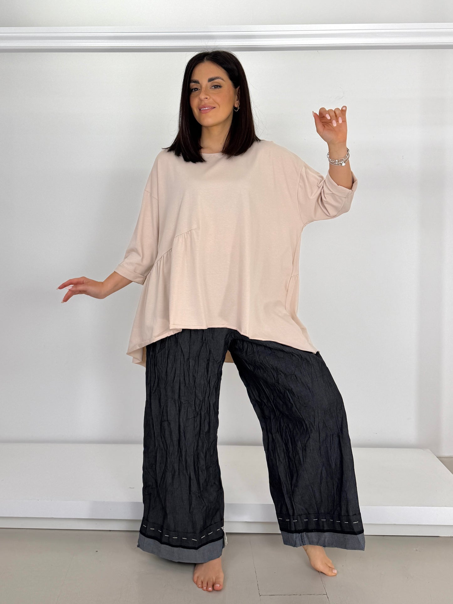 Maglia arricciata manica 3/4