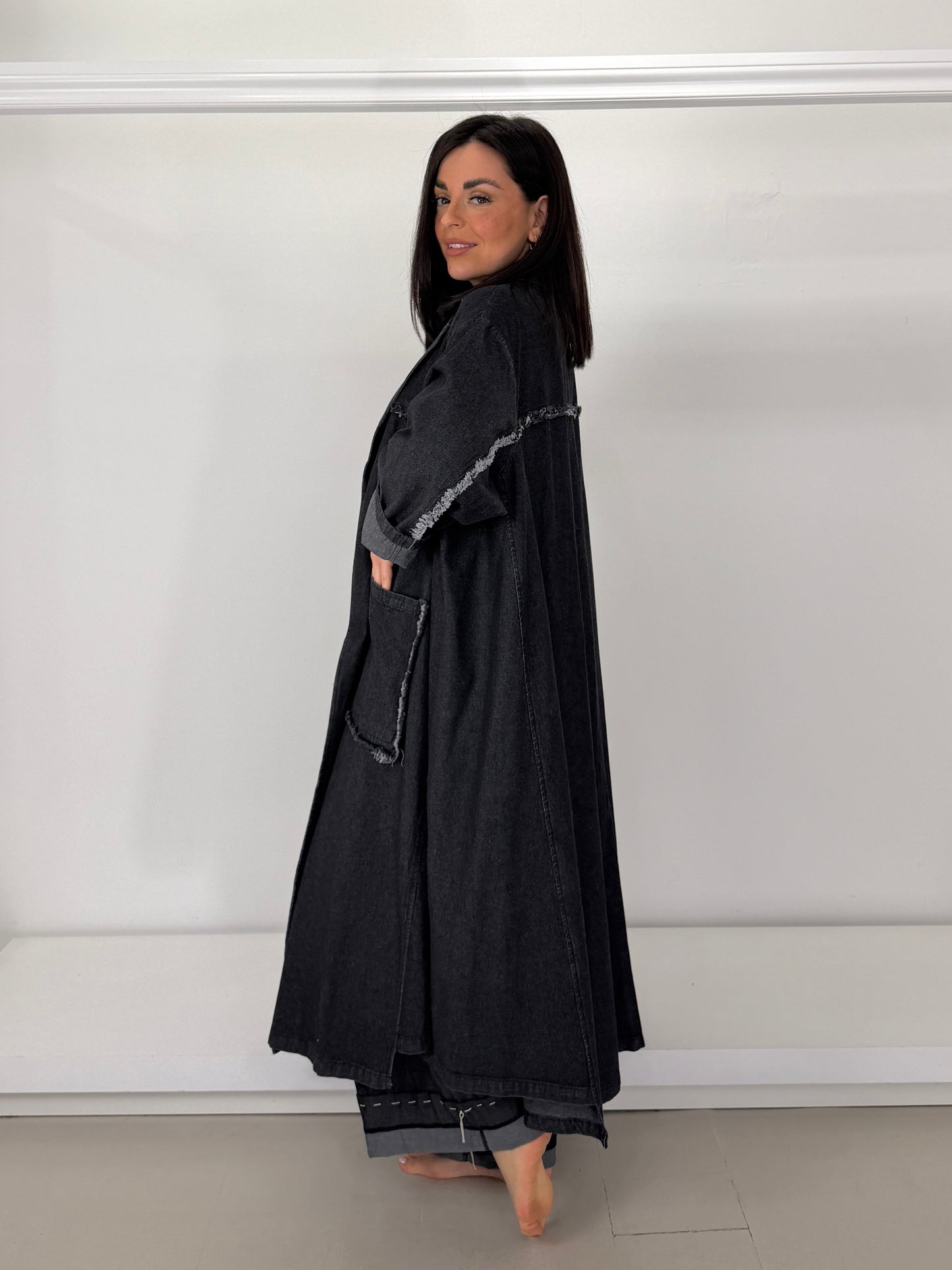 Spolverino lungo in jeans