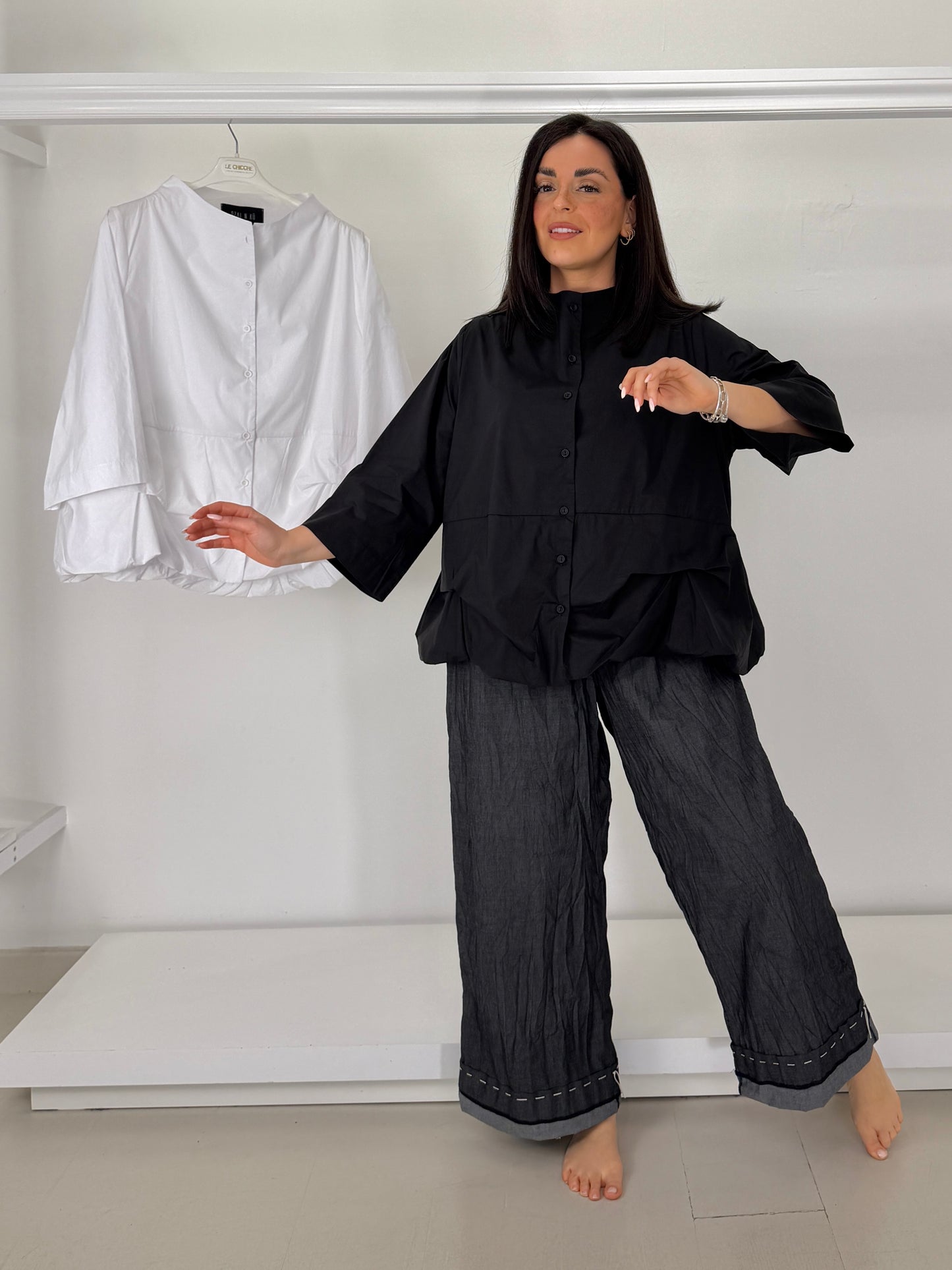 OZAI N KU camicia particolare collo e riprese