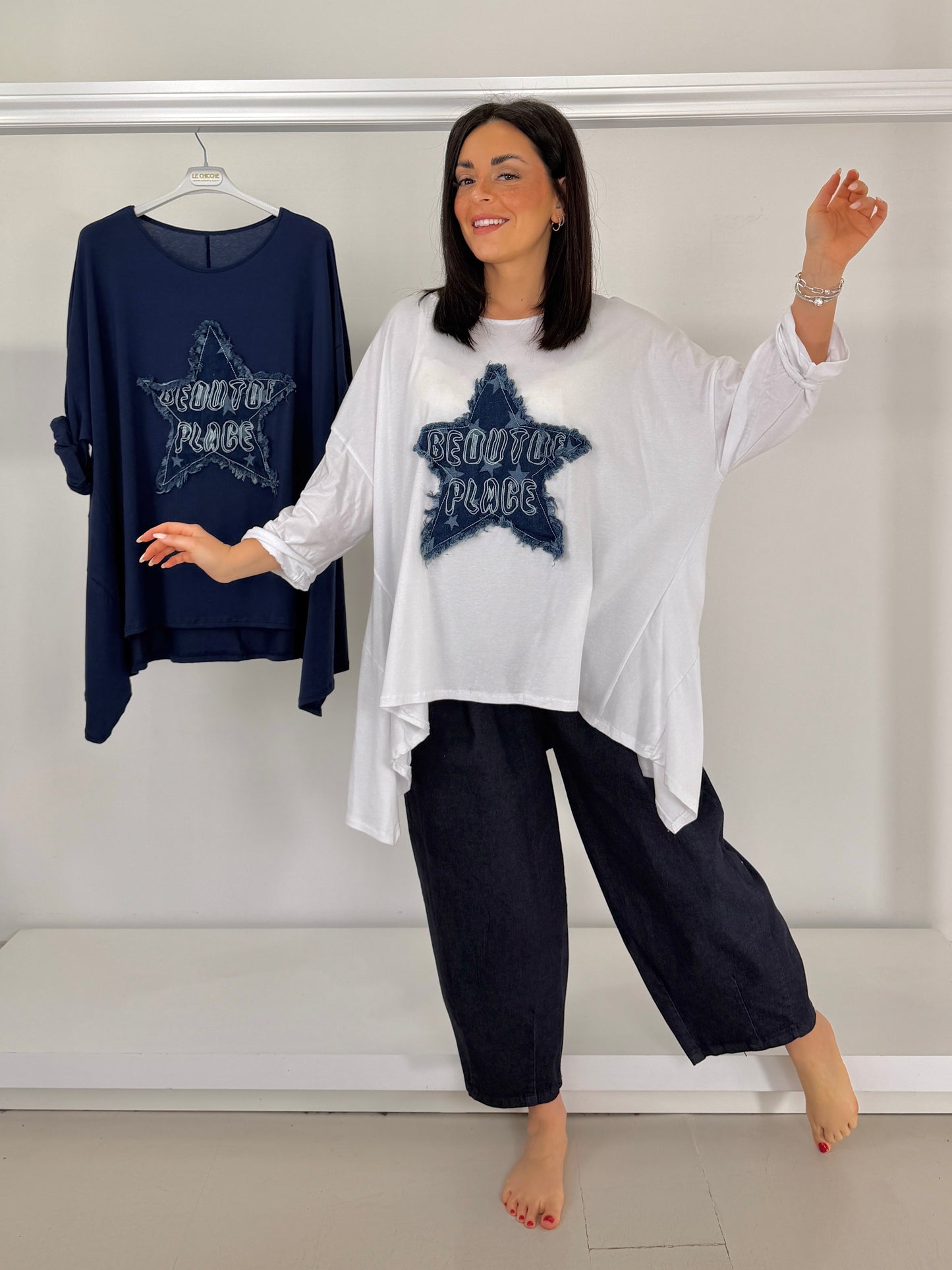 Maglia trapezio stella jeans