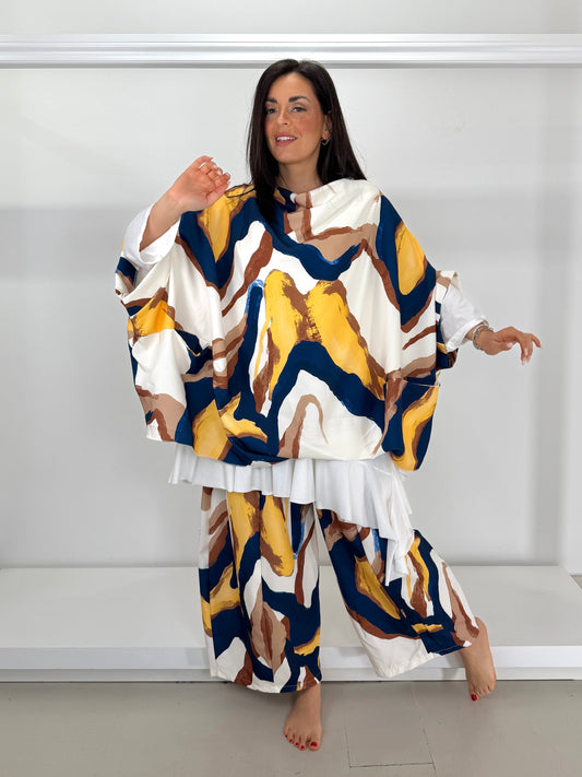 Pantalone gamba larga ovetto fantasia