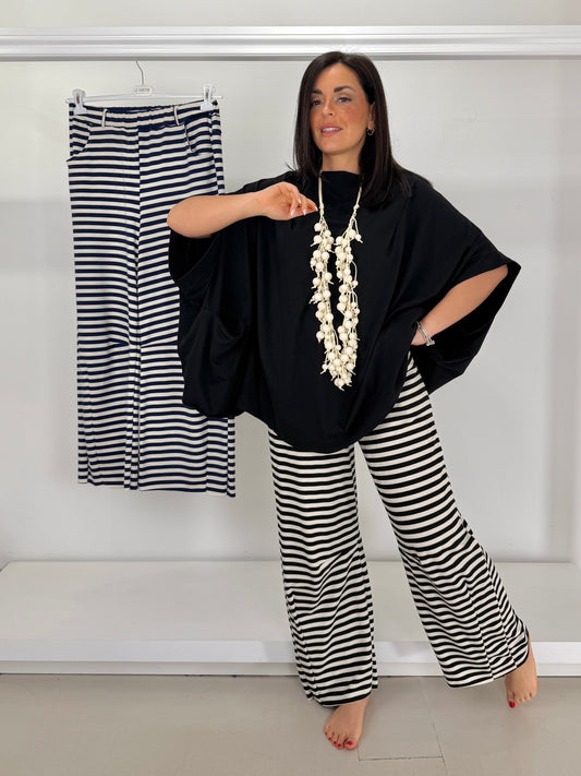 Pantalone gamba dritta a righe