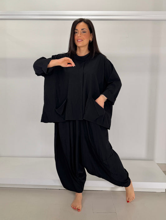 Casacca tessuto goffrato leggero collo anello