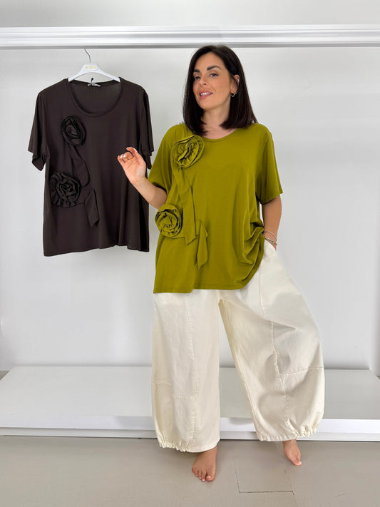 FLO&POI t-shirt rose applicate