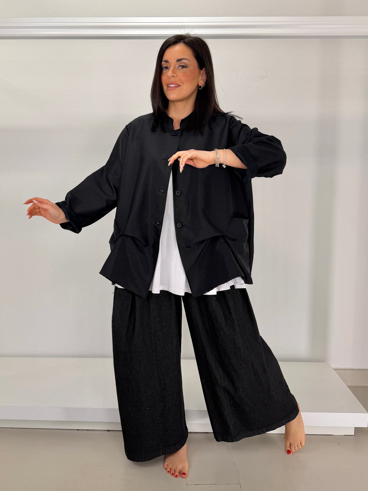 Giacca raso con sbuffi