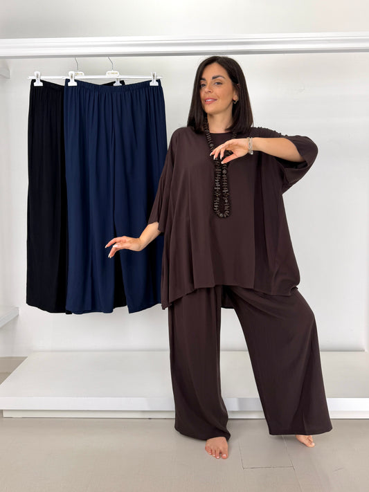 Pantalone over gamba larga in viscosa