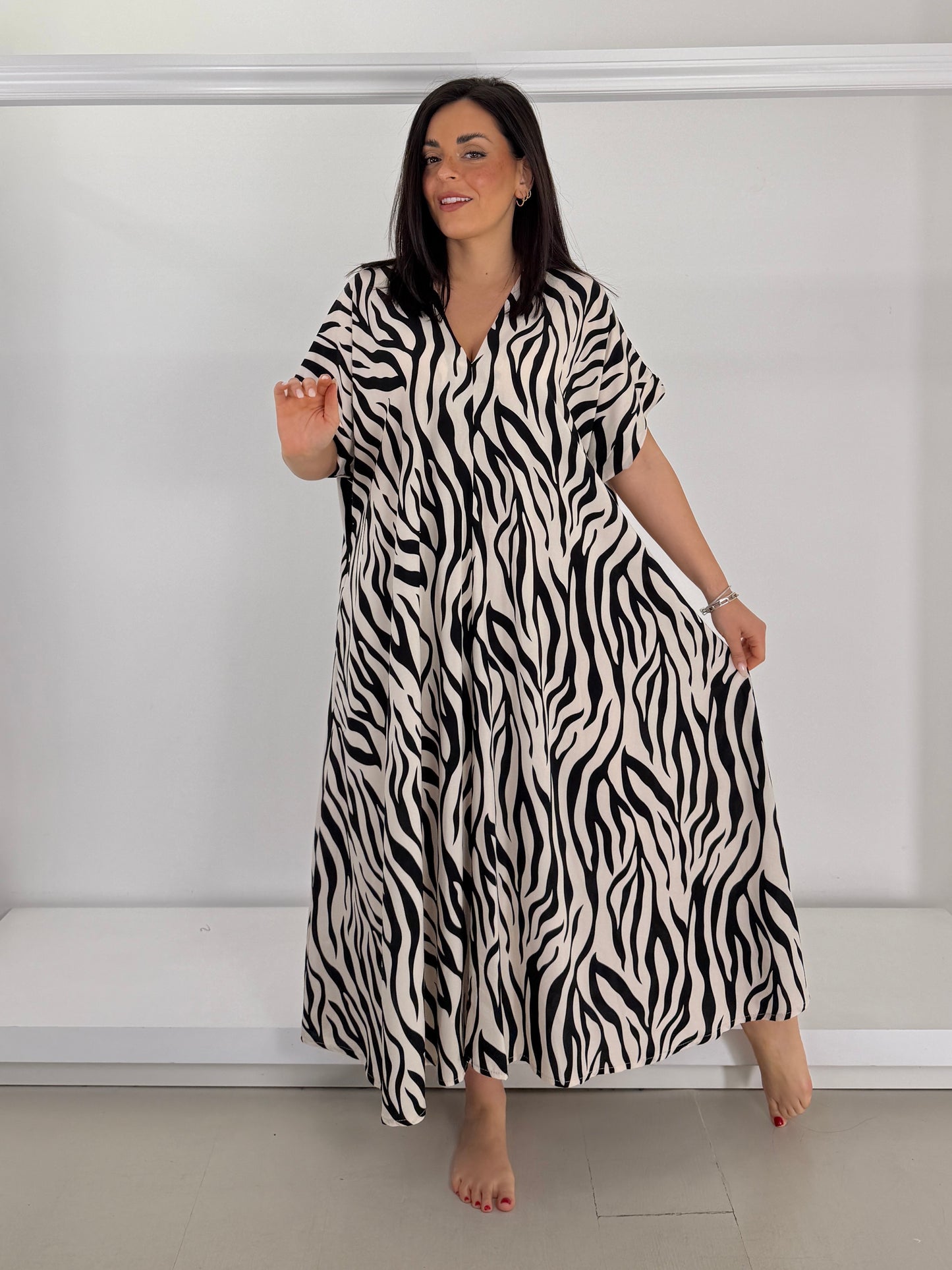 Abito zebra in fiocco di viscosa