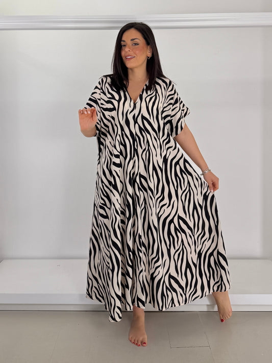 Abito zebra in fiocco di viscosa