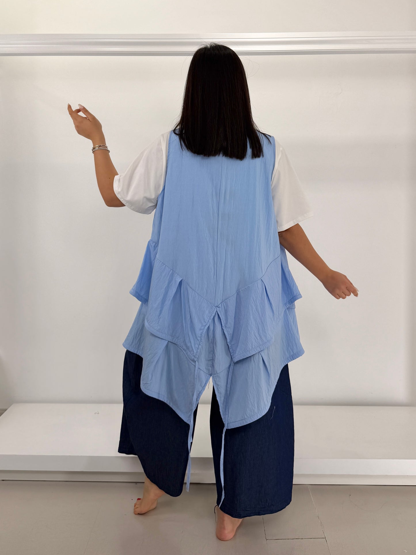 Gilet stropicciato leggero balze