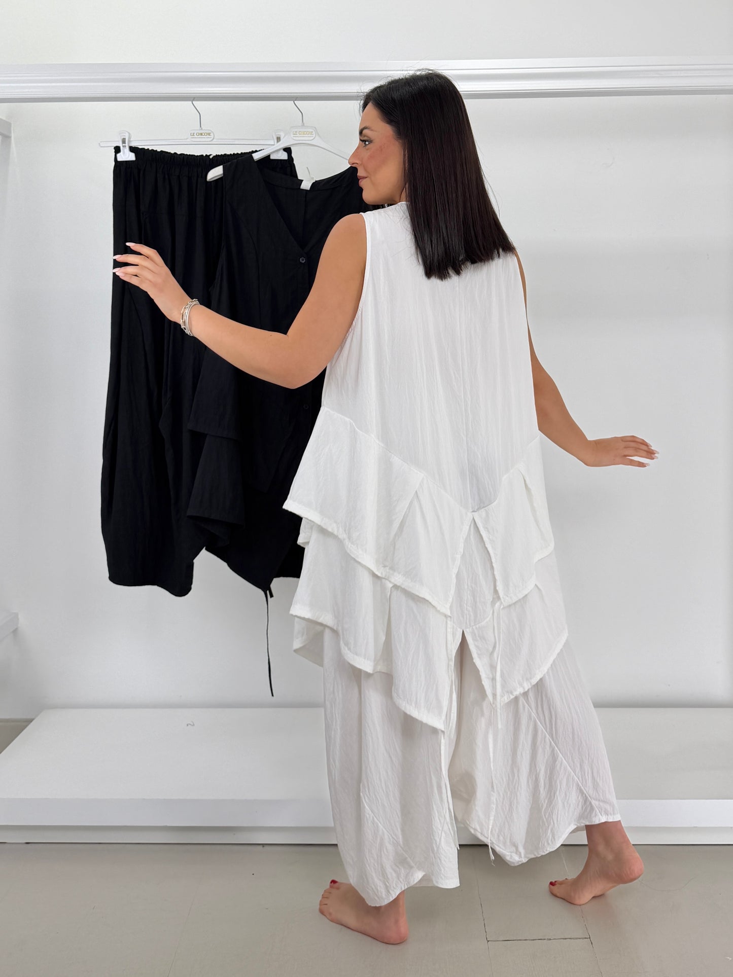 Gilet stropicciato leggero balze