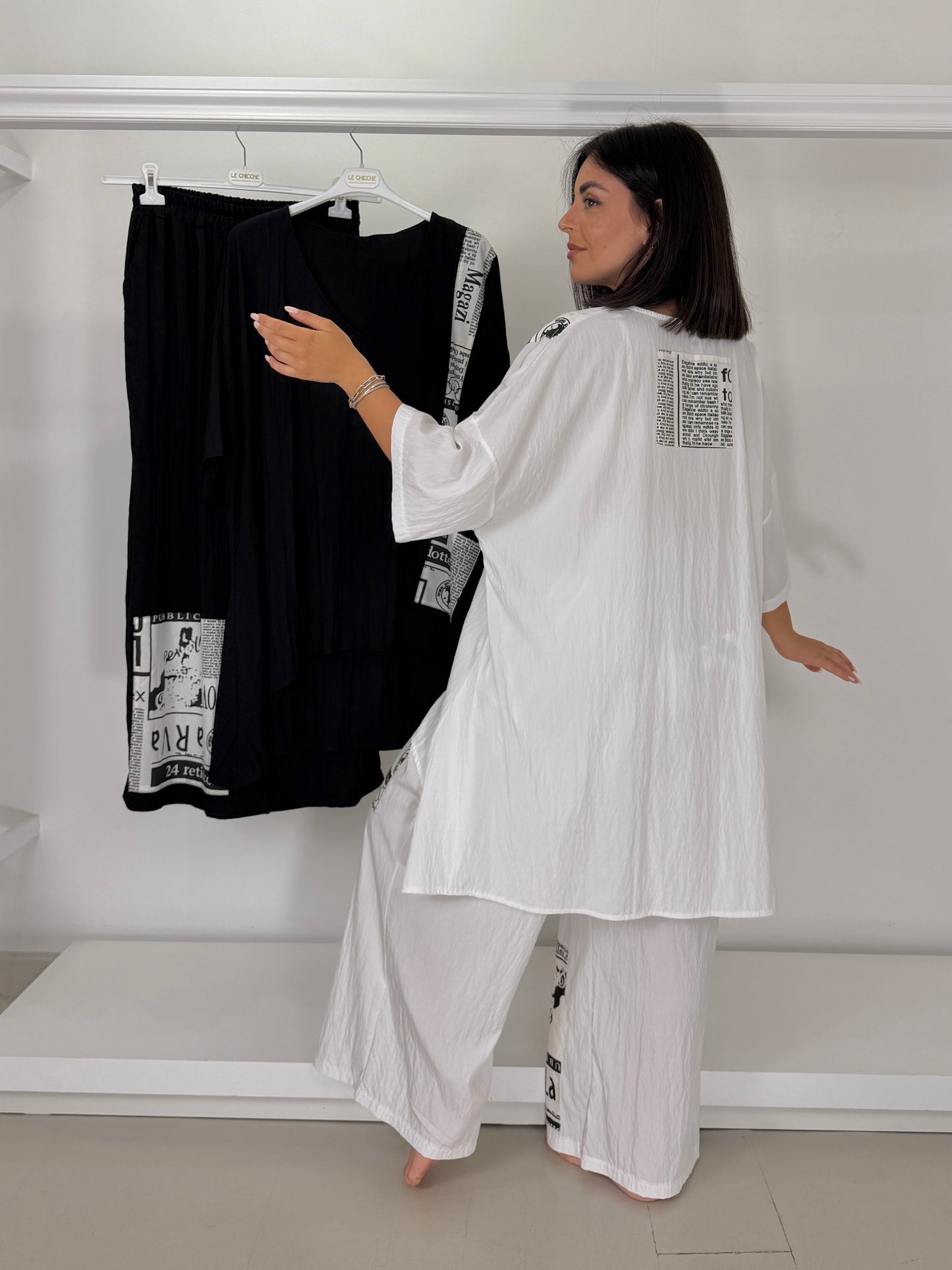 Pantalone patchwork con stampa