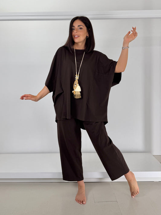 Pantalone over basic in maglina di cotone