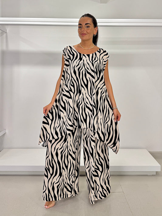 Pantalone fiocco di viscosa zebra