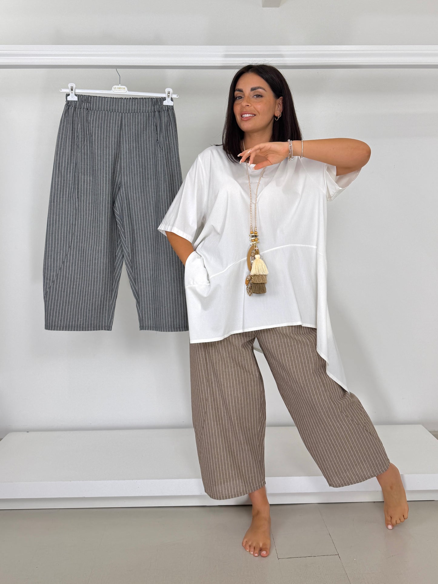 Pantalone ovetto gessato