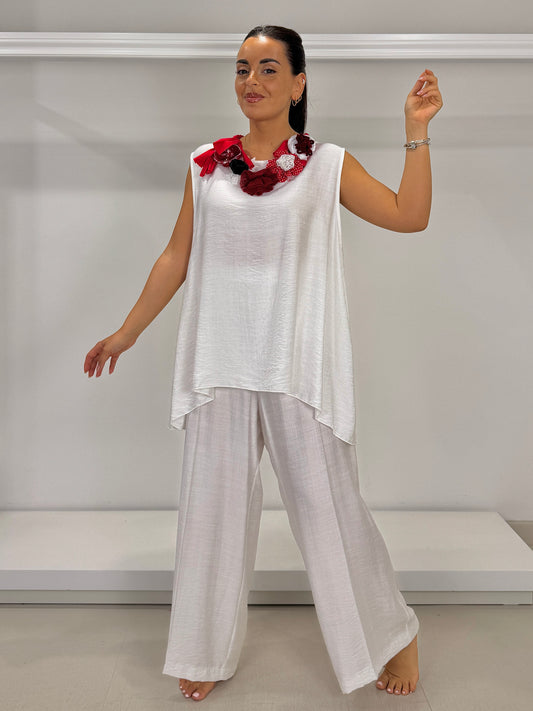 Pantalone fiocco di viscosa gamba larga