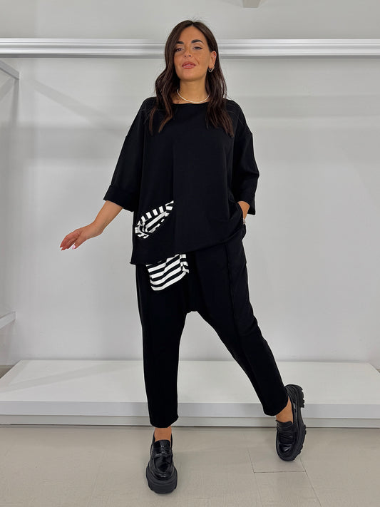 Pantalone garzato cavallo basso