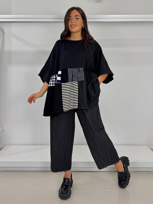 Maglia garzata patchwork