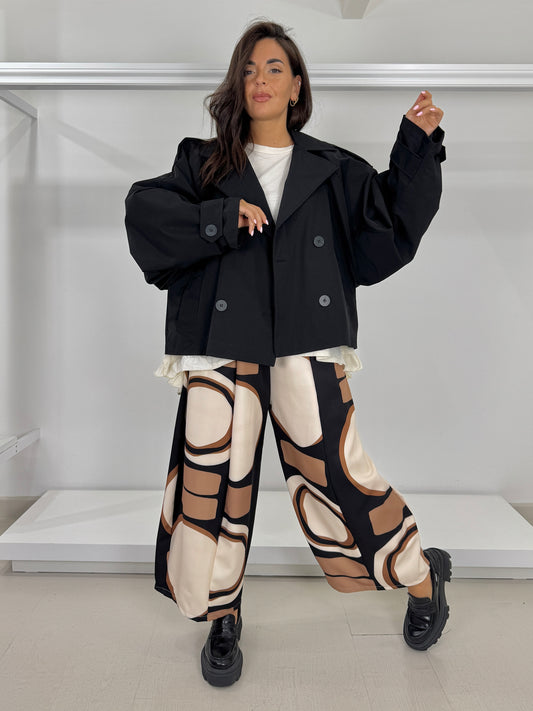 Pantalone gamba larga ovetto fantasia