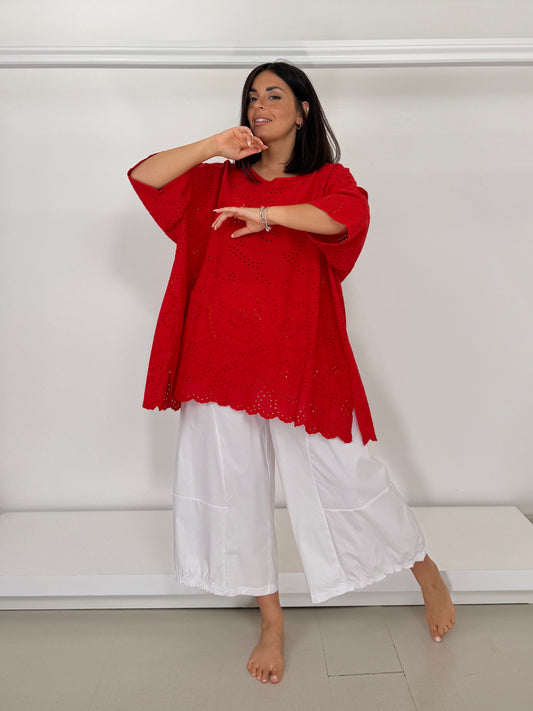 Pantalone in bengalina fondo arricciato