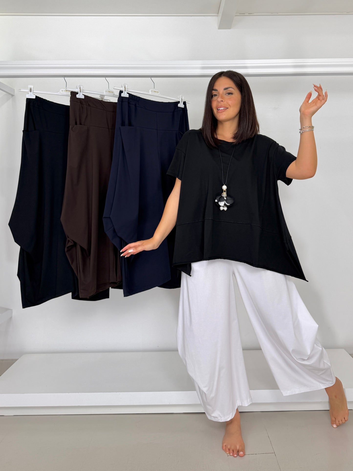 SUN SUN pantalone con drappeggio in maglina di cotone