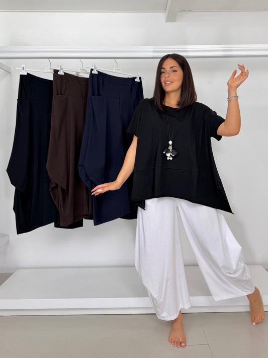 SUN SUN pantalone con drappeggio in maglina di cotone