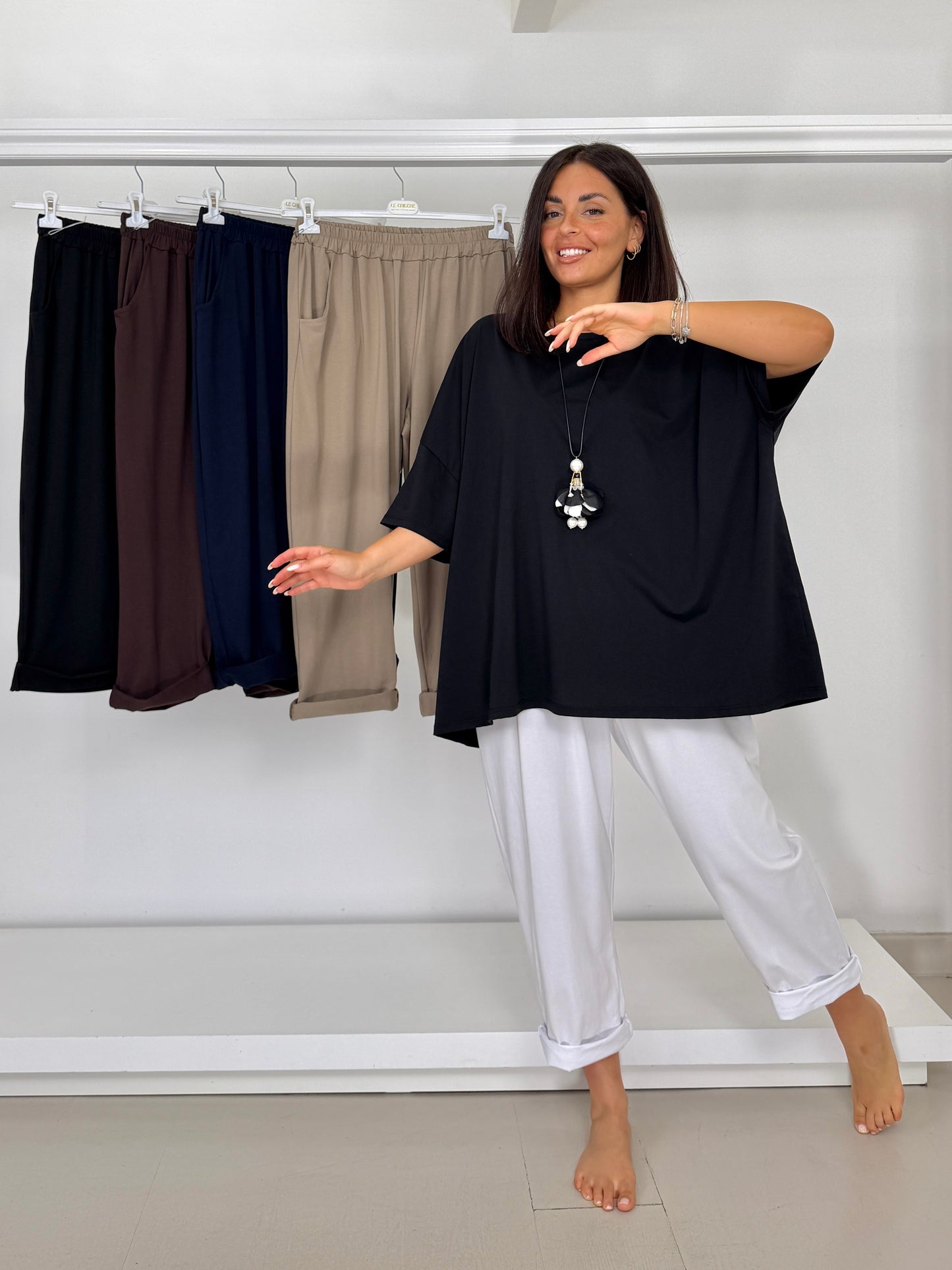Pantalone over in maglina di cotone