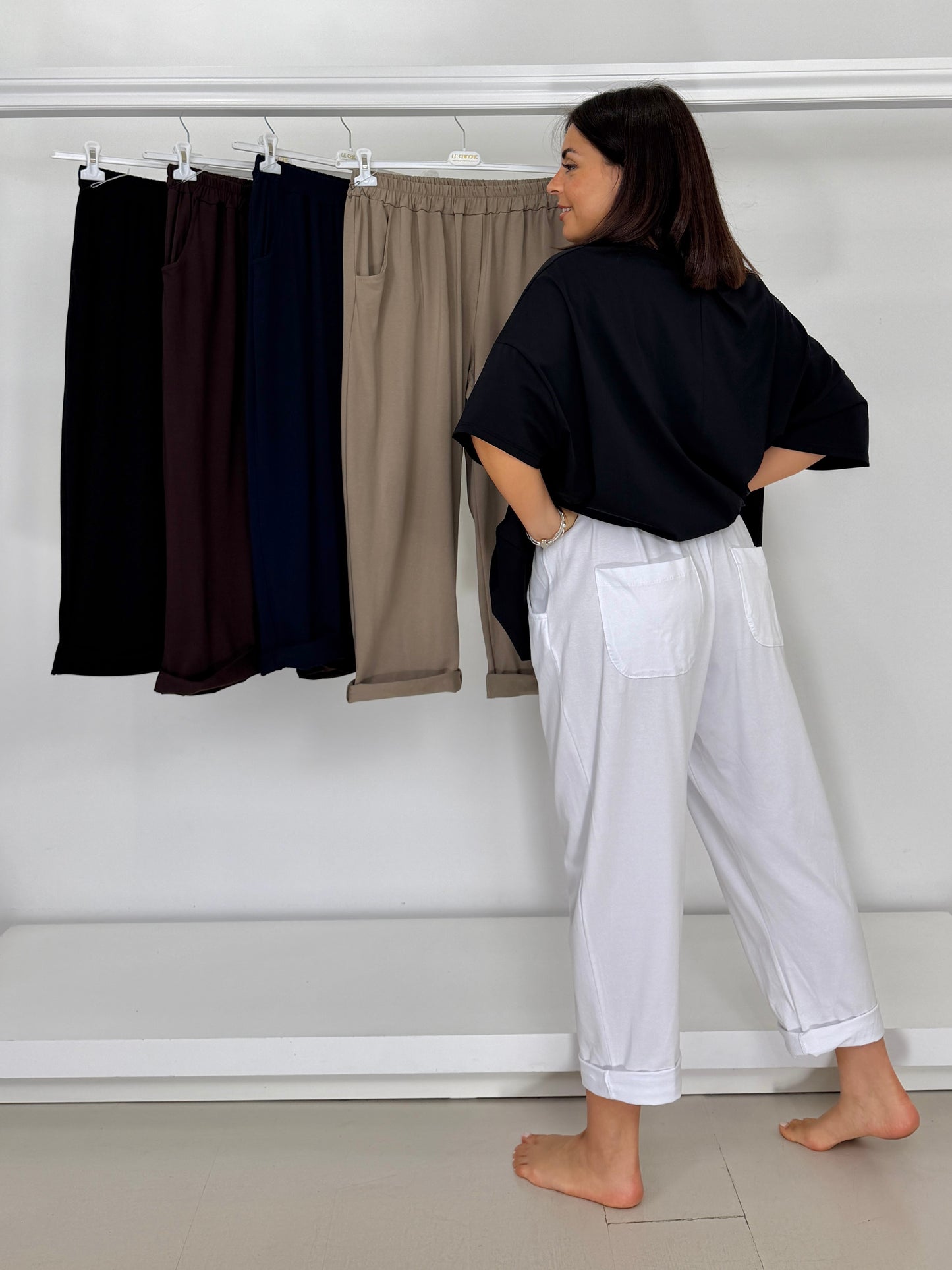 Pantalone over in maglina di cotone