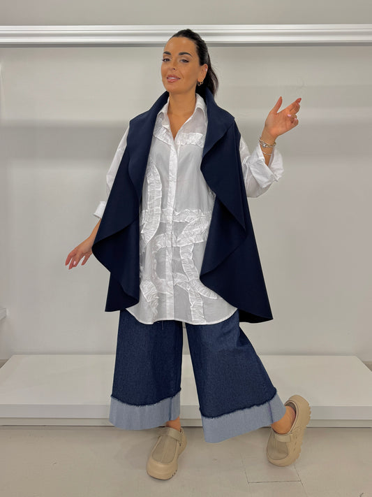 Jeans elasticizzato gamba larga con bordo