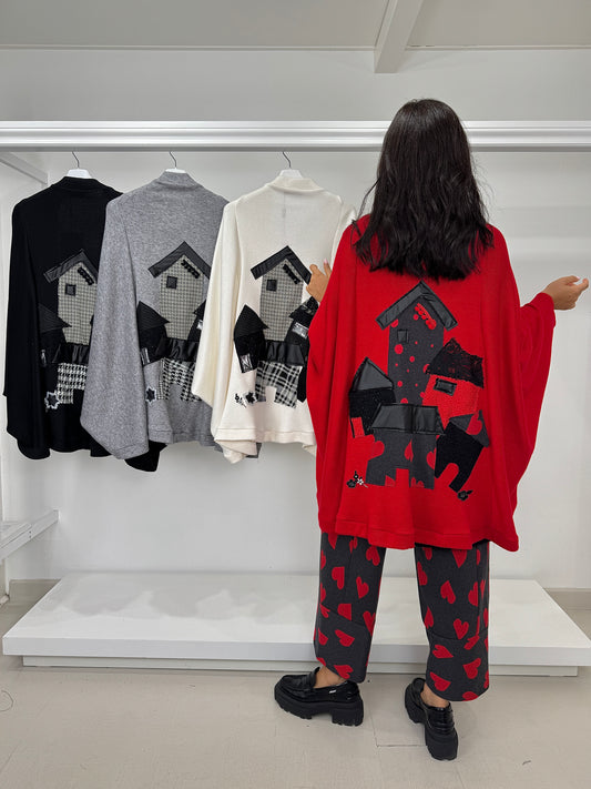 DOLCEMENTE CURVY cardigan rombo ricamo casa dietro