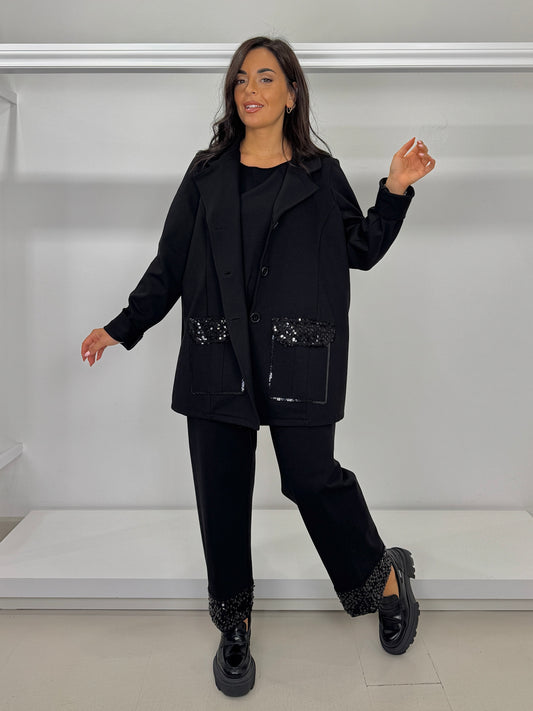 DOLCEMENTE CURVY giacca tasca paillettes