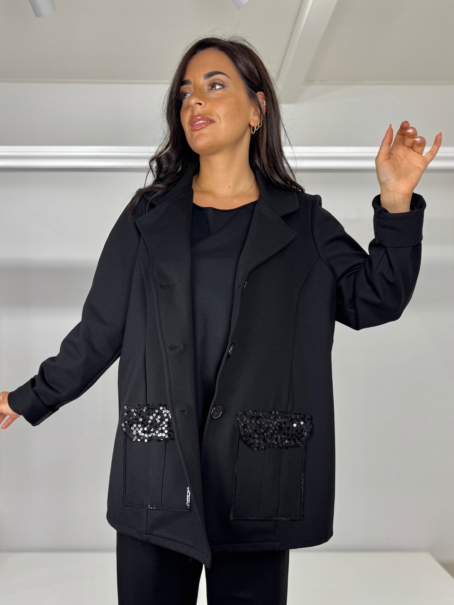 DOLCEMENTE CURVY giacca tasca paillettes