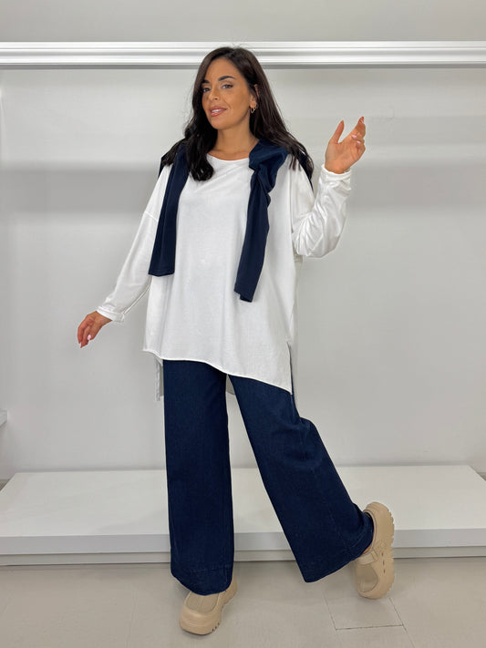 Jeans elasticizzato gamba dritta - versione lunga